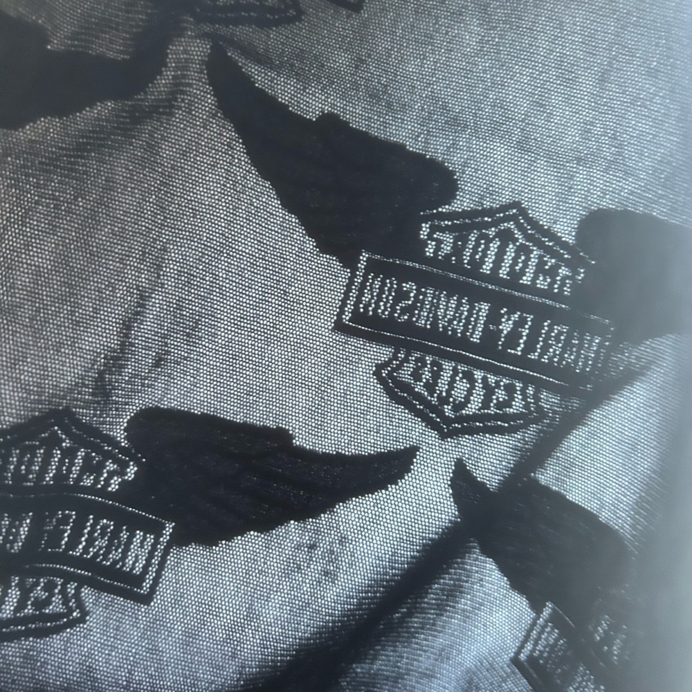 Harley Davidson Repeating Logo Sheer Short Sleeves Top